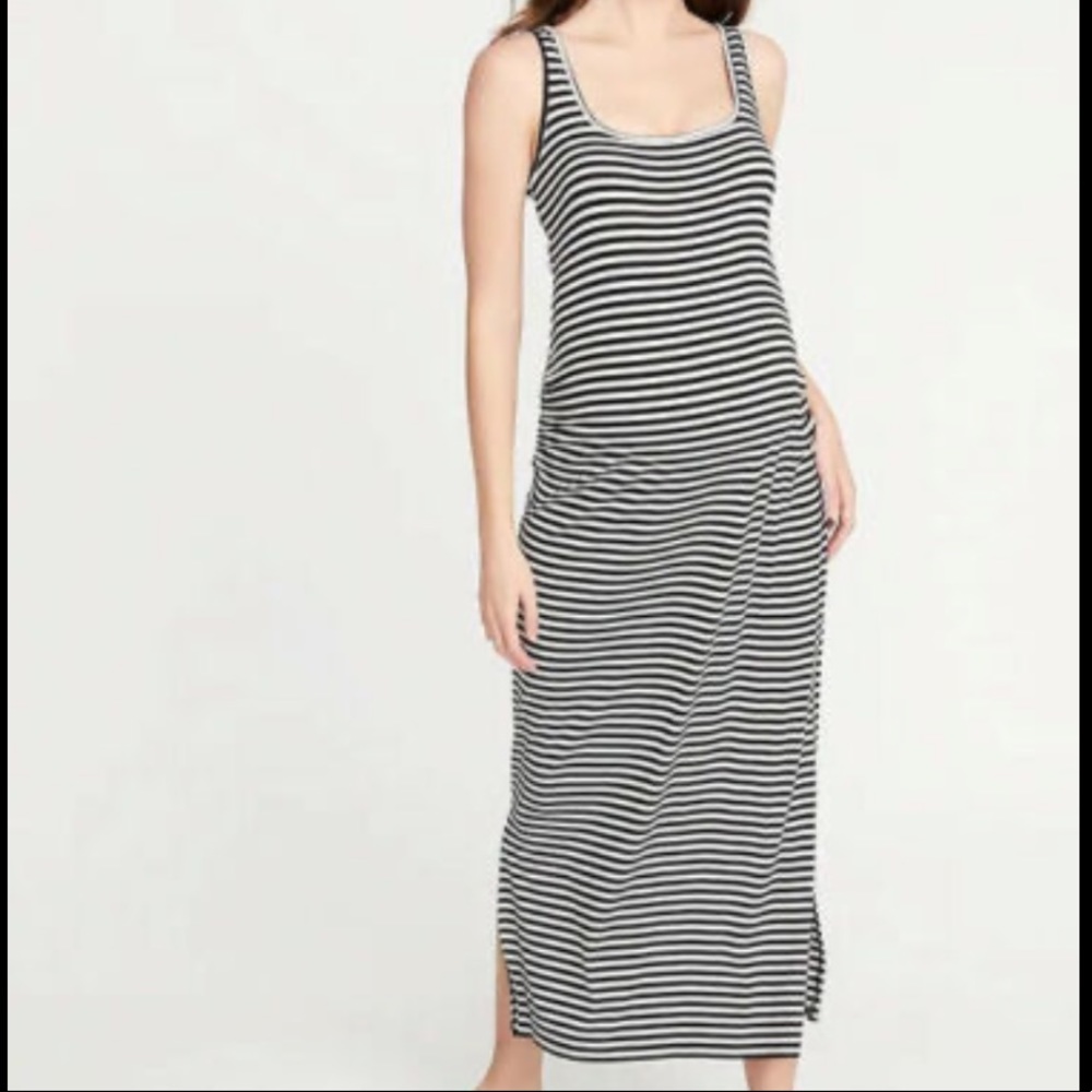 Stripe Maternity Maxi Dress